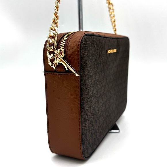 Michael Kors Large EW Crossbody Bag Brown/Gold - Picture 3 of 9